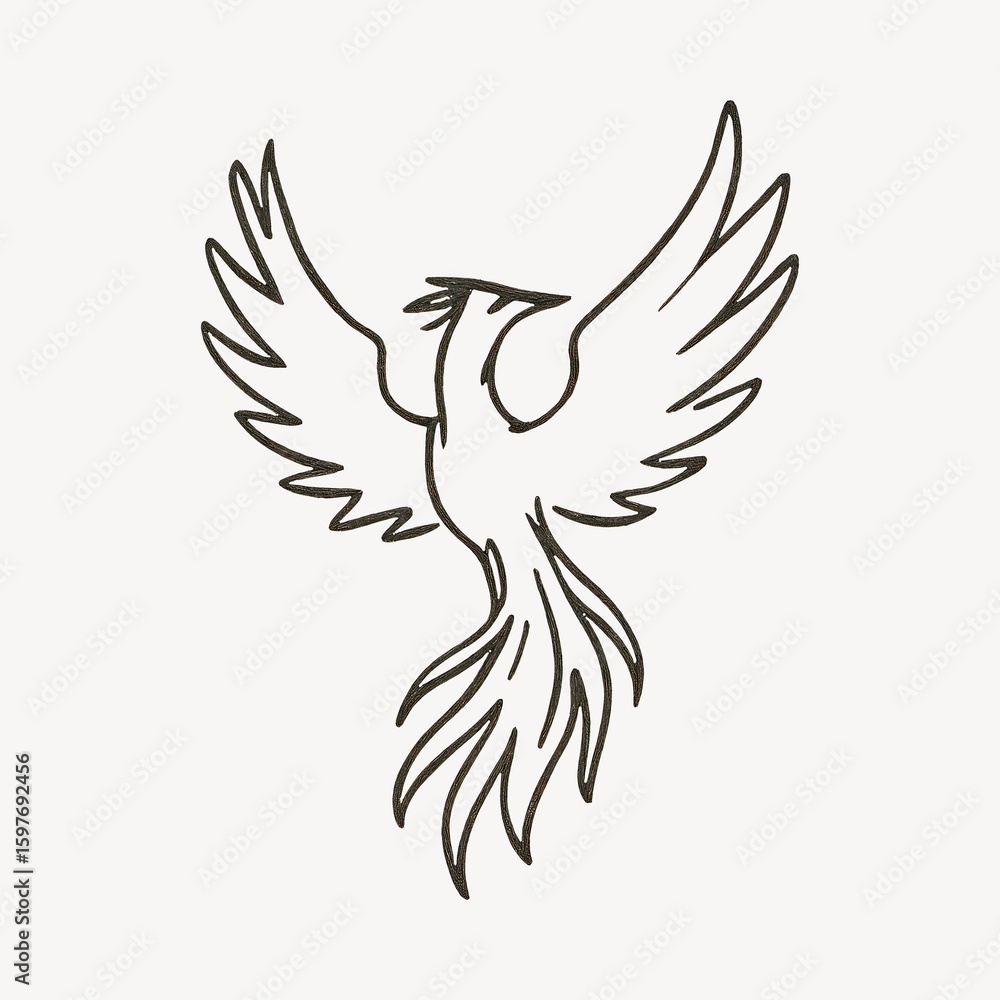 Obraz premium Elegant phoenix line art tattoo.