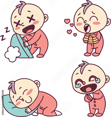 Baby Face Emoji Set – Flat Chibi Style Expressions
