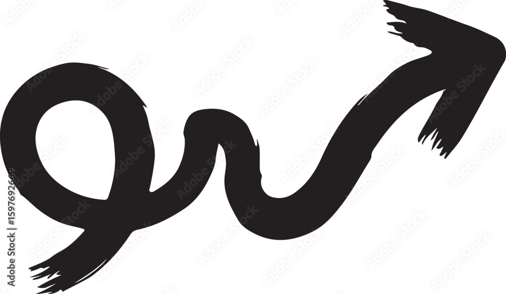 Obraz premium Black brush stroke arrow pointing upwards with textured tip Vector illustration line art EPS download