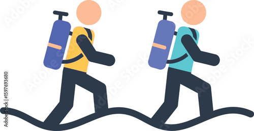 Diving scuba divers illustration vector underwater adventure ocean activity