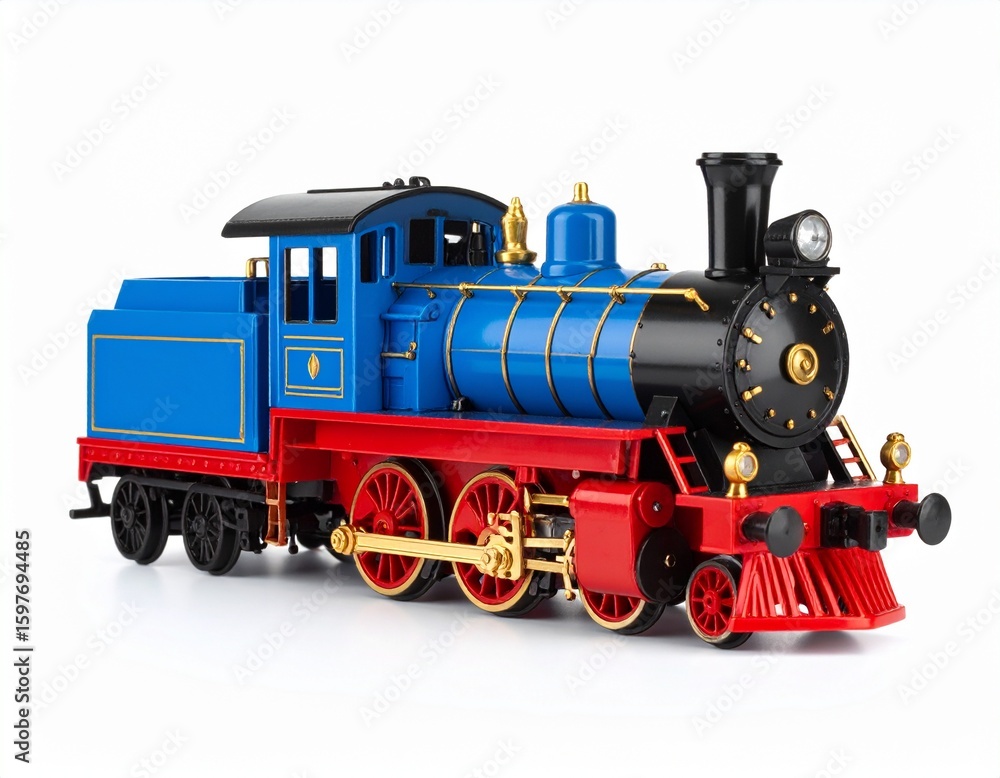 Naklejka premium A toy train engine in vibrant colors