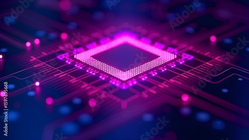 Magenta Quantum Microchip Hex Grid  