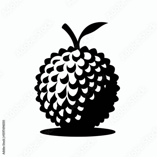 Lychee. Cartoon Minimal Logo Clipart Silhouette Vector Line Art Illustration. Exotic fruity delight knowing flavor profile and cultivating this tree crop.