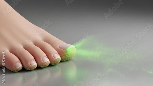 Foot fungus green laser treatment for infected toenail offers relief. Suitable for medical websites, articles, blogs, and advertisements for podiatry services.