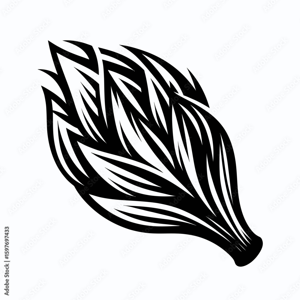 Fototapeta premium Leek. Cartoon Minimal Logo Clipart Silhouette Vector Line Art Illustration. Onion relative a veggie from the garden use it for tasty cooking and dishes.