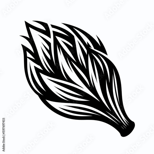 Leek. Cartoon Minimal Logo Clipart Silhouette Vector Line Art Illustration. Onion relative a veggie from the garden use it for tasty cooking and dishes.