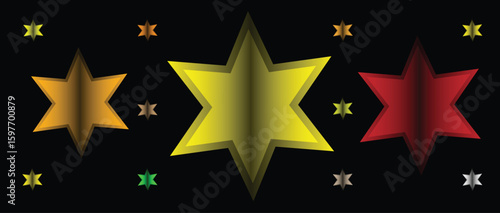 gold star with stars gold star isolated on white color red colorful gold star background isolated feedback bexcellentb satisfaction performance ranking statusvip point three dimensional shape metal