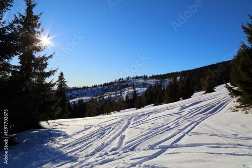 Fototapeta Naklejka Na Ścianę i Meble -  Beskid Zywiecki winter snow in Poland