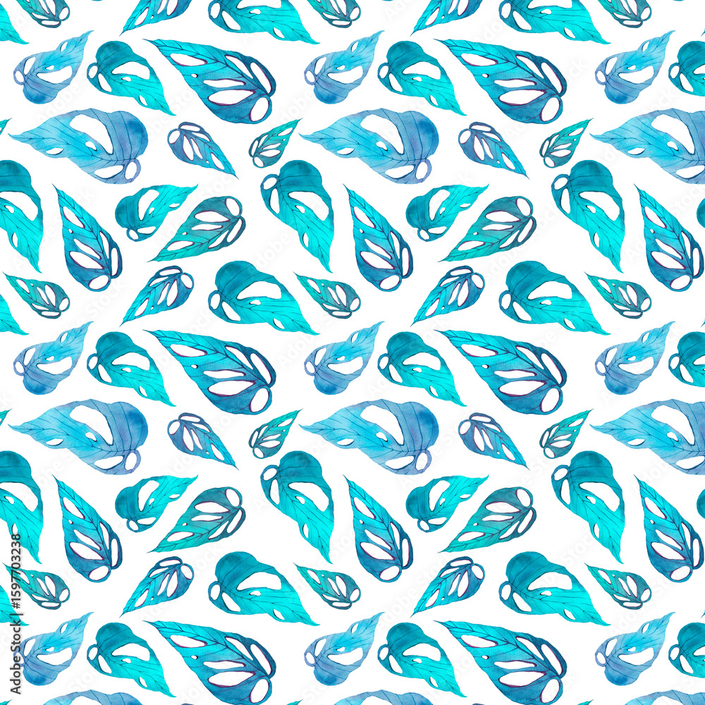 Seamless pattern of monstera leaves on a white background Seamless pattern of monstera leaves on a white background