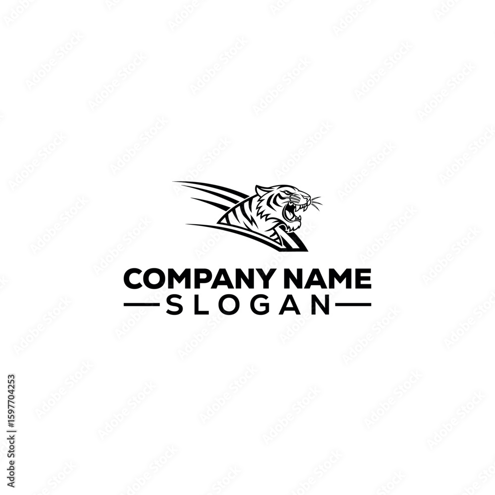 Obraz premium Roaring Tiger on a Path Logo