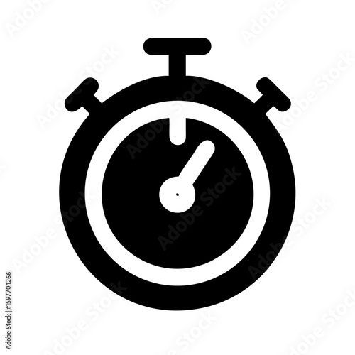 A minimalist black silhouette of a stopwatch, symbolizing time, speed, or deadlines. Ideal for blogs on productivity, sports, or project management.