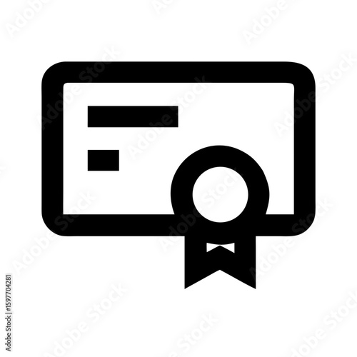 A minimalist line icon of a certificate with a seal, symbolizing achievement, quality, or official documentation. Ideal for blogs on education, business, or awards.