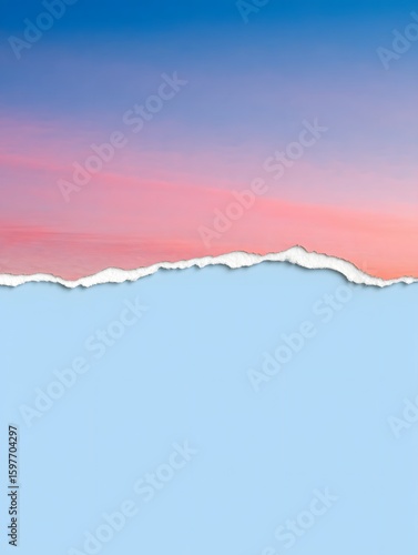 Torn paper background with blue and pink sky aesthetic for graphic design needs