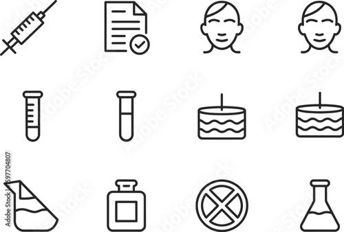 A collection of medical and laboratory icons displayed on a white background neatly