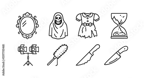 Horror, halloween line icon set. spooky, eerie outline icons collection
