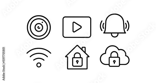 Security and connectivity icon set. smart technology outline icons collection
