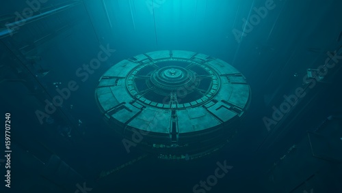 Underwater alien structure mystery deep sea exploration sci fi portal discovery scene