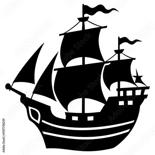A pirate ship vector silhouette