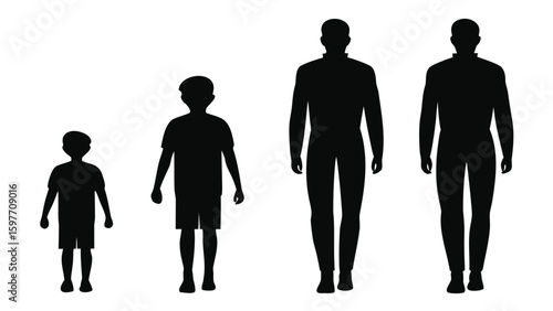 Four black human figures silhouette people