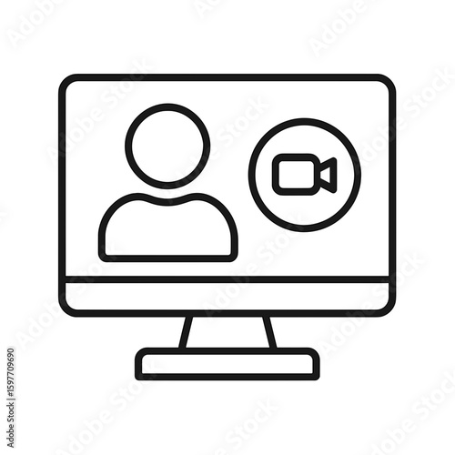 Computer screen displaying video call interface with user icon  