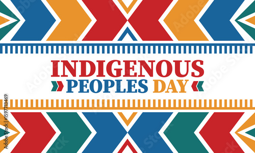 Indigenous Peoples' Day. Native American Day. American Indian culture. Heritage Month. Celebrate annual in United States. Tradition pattern. Poster, card, banner and background. Vector