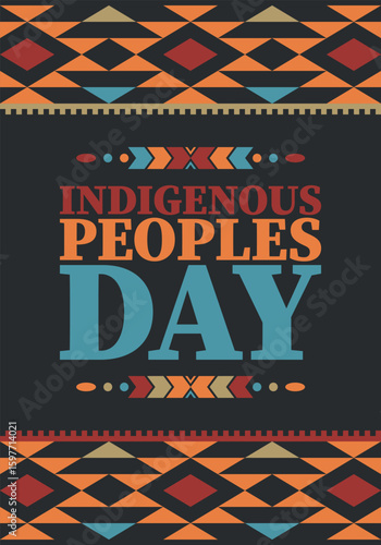 Indigenous Peoples' Day. Native American Day. American Indian culture. Heritage Month. Celebrate annual in United States. Tradition pattern. Poster, card, banner and background. Vector