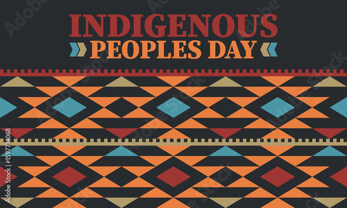Indigenous Peoples' Day. Native American Day. American Indian culture. Heritage Month. Celebrate annual in United States. Tradition pattern. Poster, card, banner and background. Vector