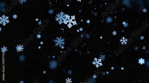 Wallpaper Mural Winter Snowflakes Drifting Gracefully Against a Pure Black Background Torontodigital.ca