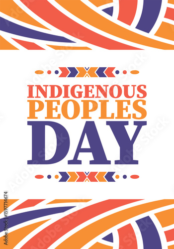Indigenous Peoples' Day. Native American Day. American Indian culture. Heritage Month. Celebrate annual in United States. Tradition pattern. Poster, card, banner and background. Vector
