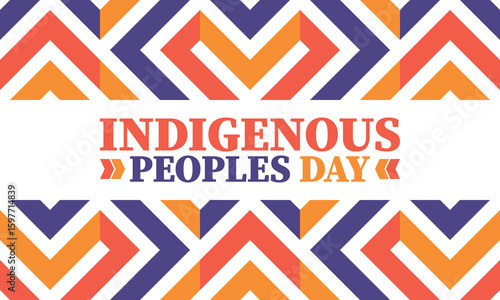 Indigenous Peoples' Day. Native American Day. American Indian culture. Heritage Month. Celebrate annual in United States. Tradition pattern. Poster, card, banner and background. Vector