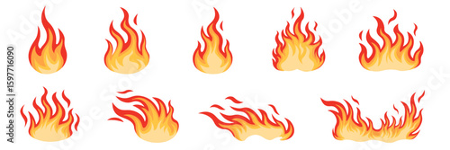 Fire vector set. Flame symbol.