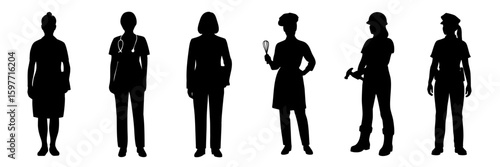 Women in profession silhouette. Working Woman vector
