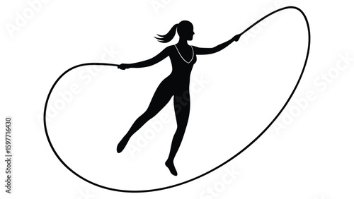 Woman Jumping Rope Vector Graphic Design