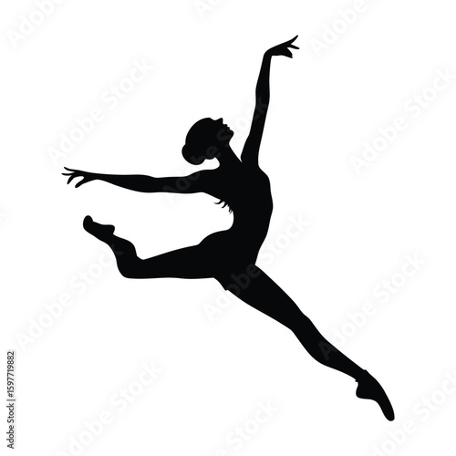 silhouette of dynamic elegance ballet dancer leap