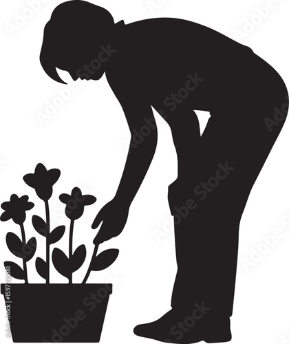 Gardening Tree vintage silhouette vector icon illustration