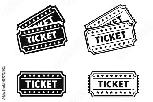 Ticket icon isolated on white background. Vector illustration.