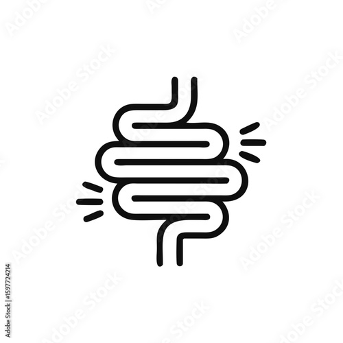 Gut constipation icon. intestine vector illustration isolated on white background. Stomach and digestion business concept.