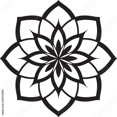 Mandala Faower vintage silhouette vector icon illustration