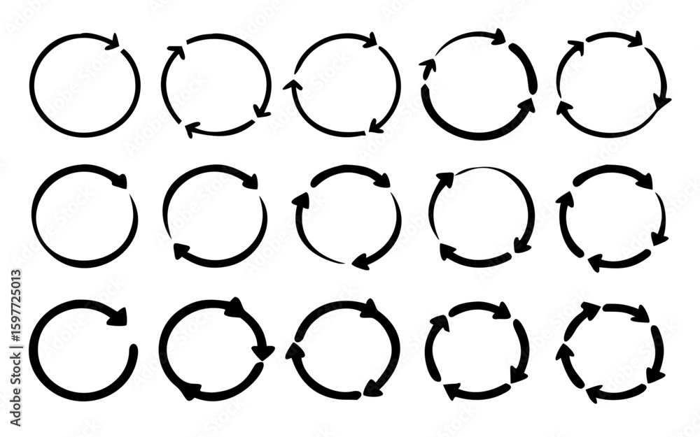 Fototapeta premium different circular arrows icon set , different thickness, Circular arrows sign, vector illustration