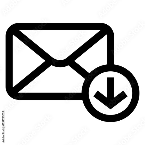 Icono de sobre con líneas con flecha en círculo, para comunicación por correo electrónico. Logo descargar mensaje 