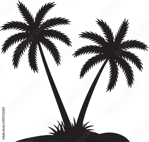 Pulm Tree vintage silhouette vector icon illustration
