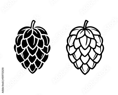 Hop icon isolated on white. Beer hop brewing emblem icon label logo, Vector illustration.