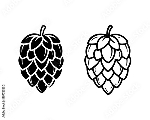 Hop icon isolated on white. Beer hop brewing emblem icon label logo, Vector illustration.