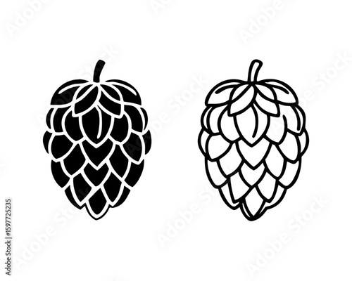 Hop icon isolated on white. Beer hop brewing emblem icon label logo, Vector illustration.