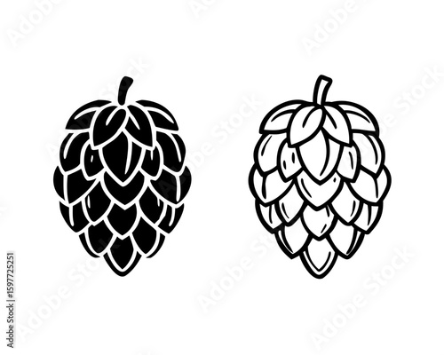 Hop icon isolated on white. Beer hop brewing emblem icon label logo, Vector illustration.