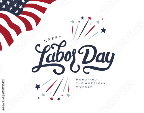 Happy Labor Day Graphic with American Flag