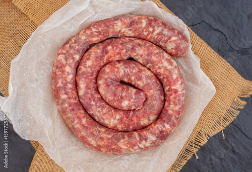 traditional south African boerewors on a rustic table