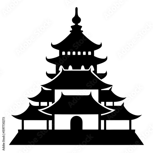 Wallpaper Mural Ancient Temple Black Silhouette Design Torontodigital.ca