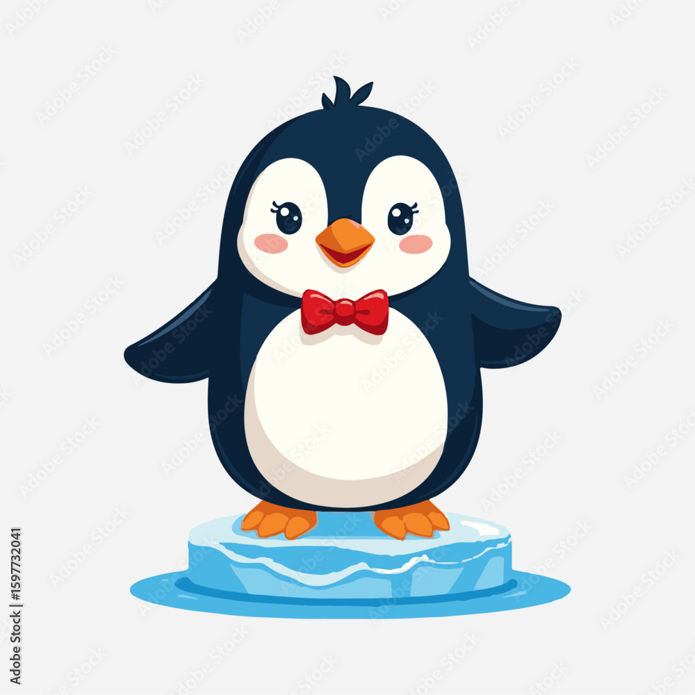 Obraz premium Cute Cartoon Penguin Vector – Winter Animal Flat Design for Kids and Holiday Projects