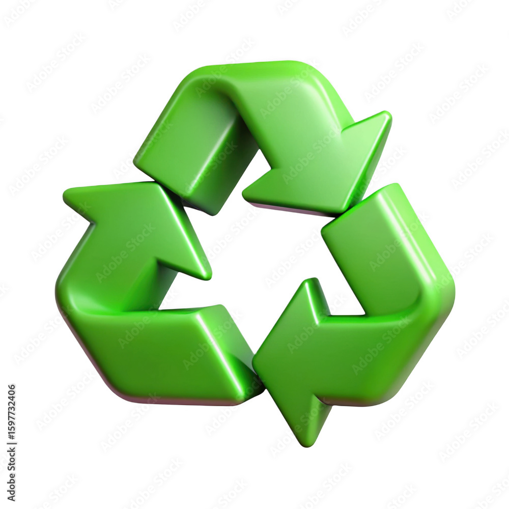 Fototapeta premium 3d green recycle symbol on transparent background